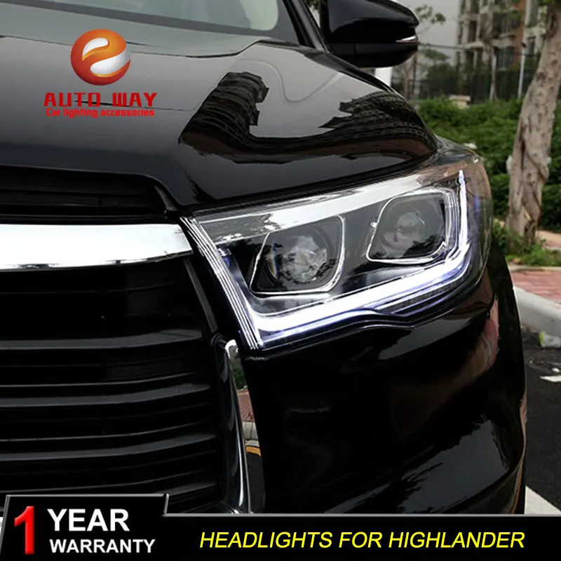 Набор для автостайлинга для Toyota Highlander фары светодиодный фара Highlander DRL Объектив двойной луч HID Xenon автомобильные аксессуары