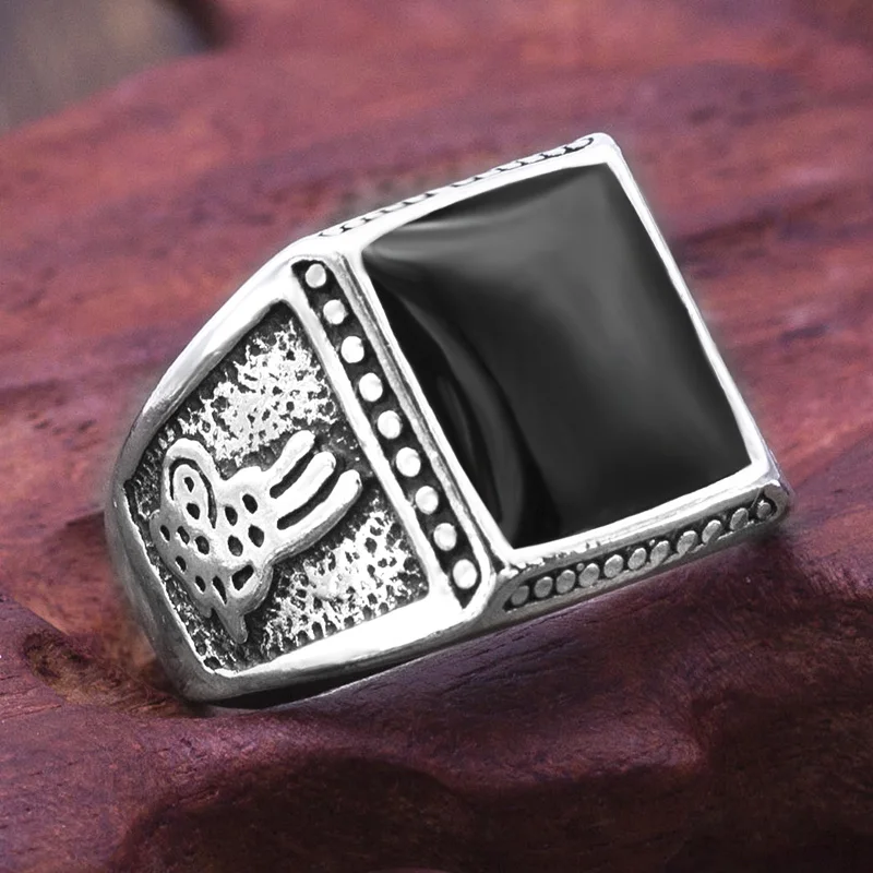 Винтажное черное квадратное кольцо для мужчин, обручальные кольца из сплава, мужские ювелирные аксессуары