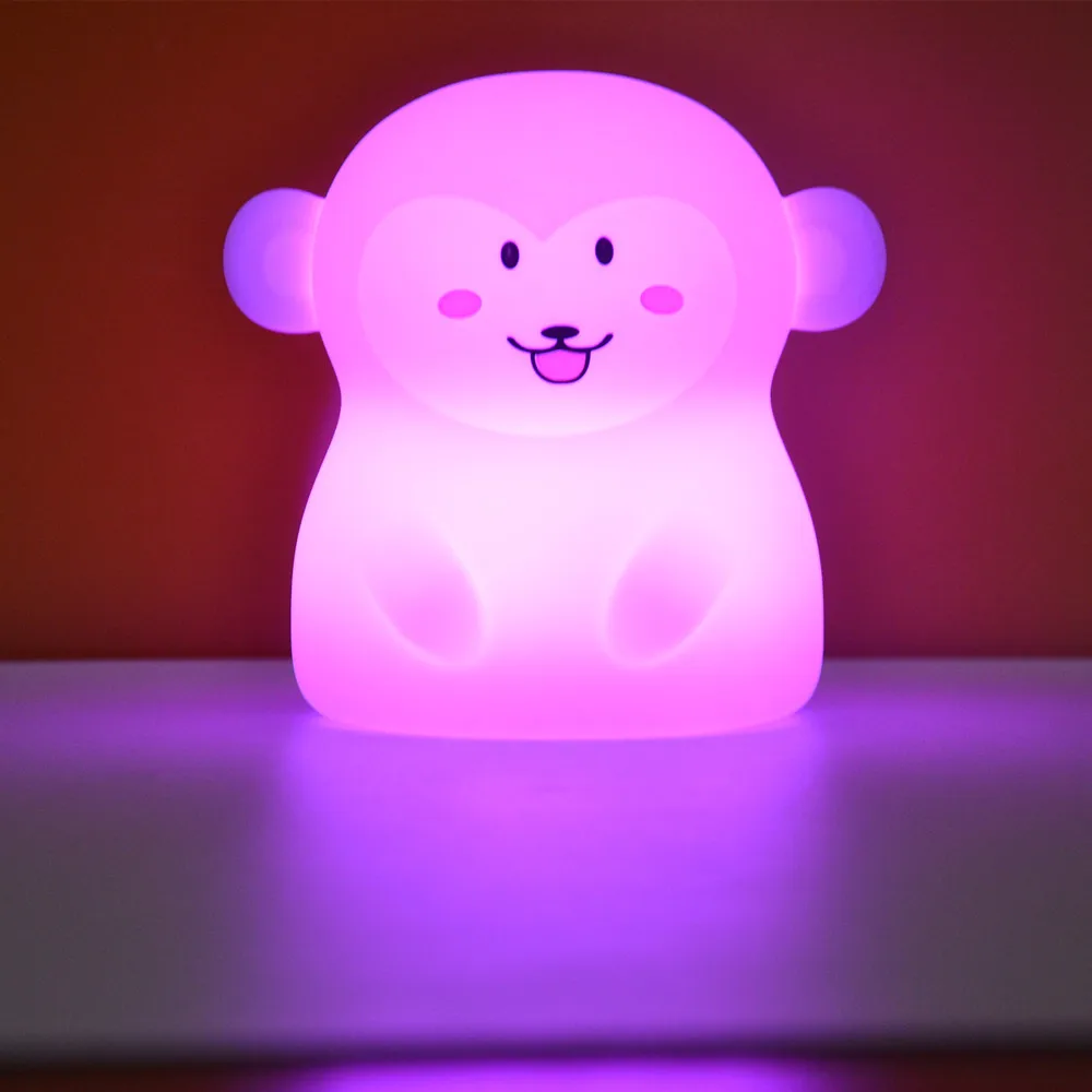 

Monkey LED Night Light Touch Sensor 9 Colors Silicone Table Lamp Battery Powered Bedroom Bedside Lamp for Children Baby Gift