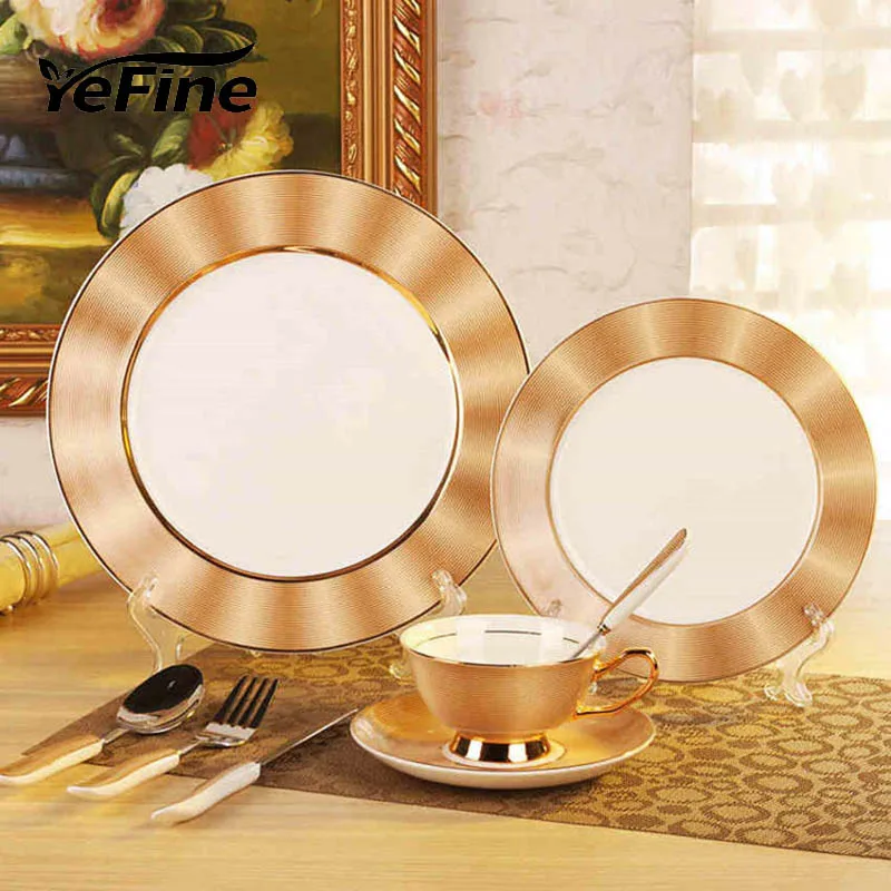 

YeFine Porcelain Royal Bone China Dinnerware Set Pottery Dishes And Plates Ceramic Advanced Porcelain Tableware Set Dropshipping
