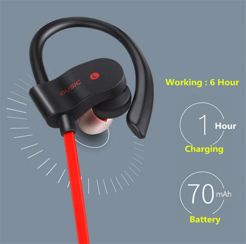Comfortable Headset Wireless Earphone Headphone Bluetooth Earpiece Sport Running Stereo Earbuds with Microphone for Smartphone
