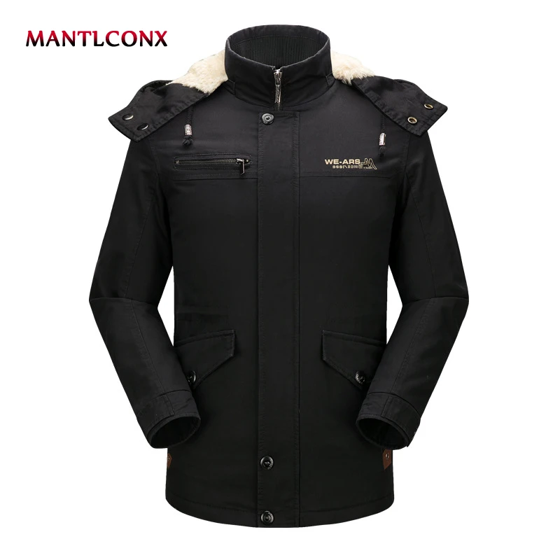 

MANTLCONX 2019 Men Winter Jacket 4XL Thick Warm Parka Padded Fur Hooded Military Jacket Coat Windbreaker Jacket Men Clothing