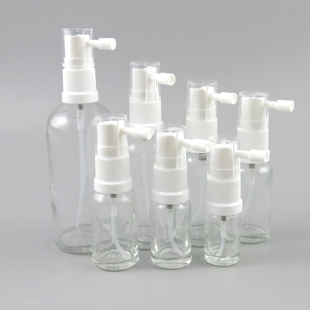 

12 X 100ml 50ml 30ml 20ml 15ml 10ML 5ML glass oral sprayer bottle 1oz Refillable Empty Glass nasal sprayer Container Packaging