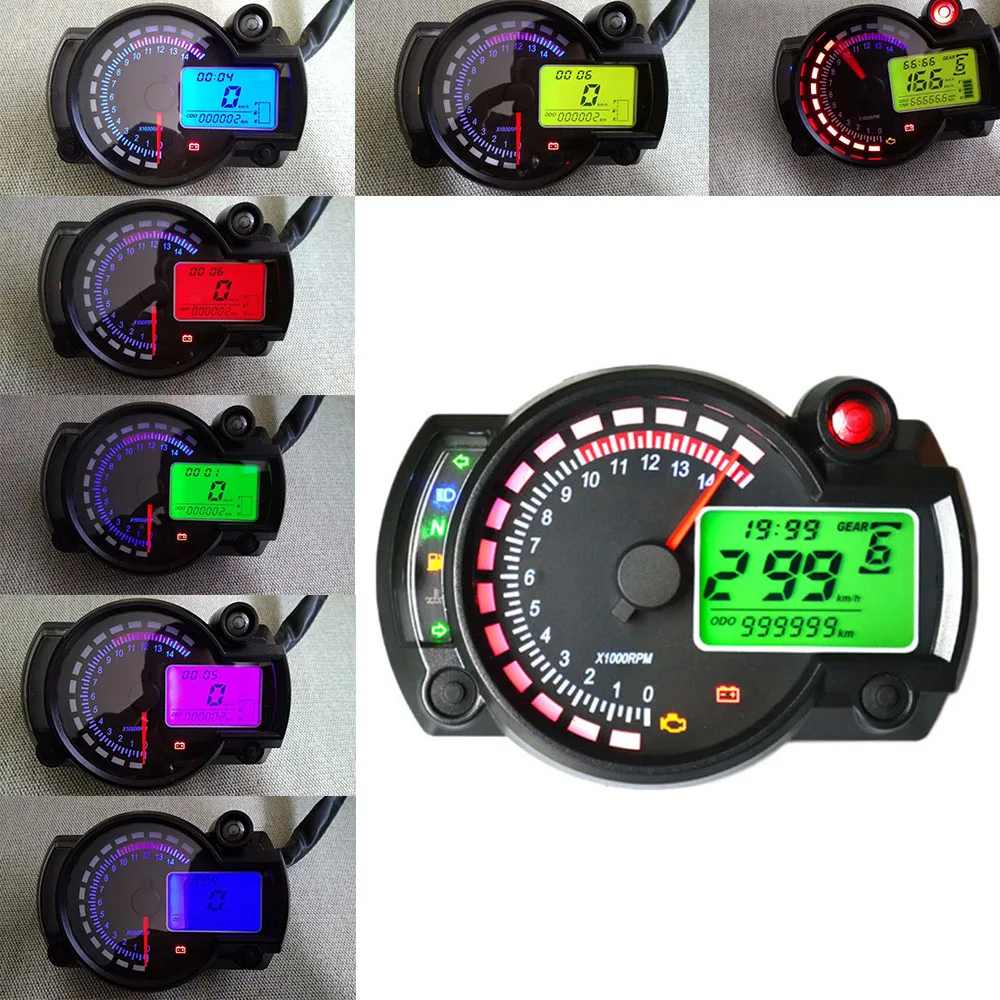 Universal Motorcycle Digital LCD Gauge Speedometer dashboard Odometer Tachometer Motorbike Moto Fuel level Speed Instrument universal readable speedometer gauge panel motorcycle odometer instrument led km h racer atv