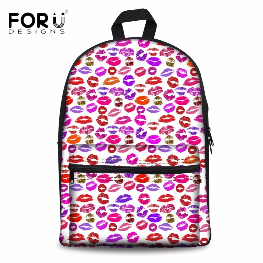 FORUDESIGNS/сексуальный женский холщовый рюкзак с 3D принтом губной помады