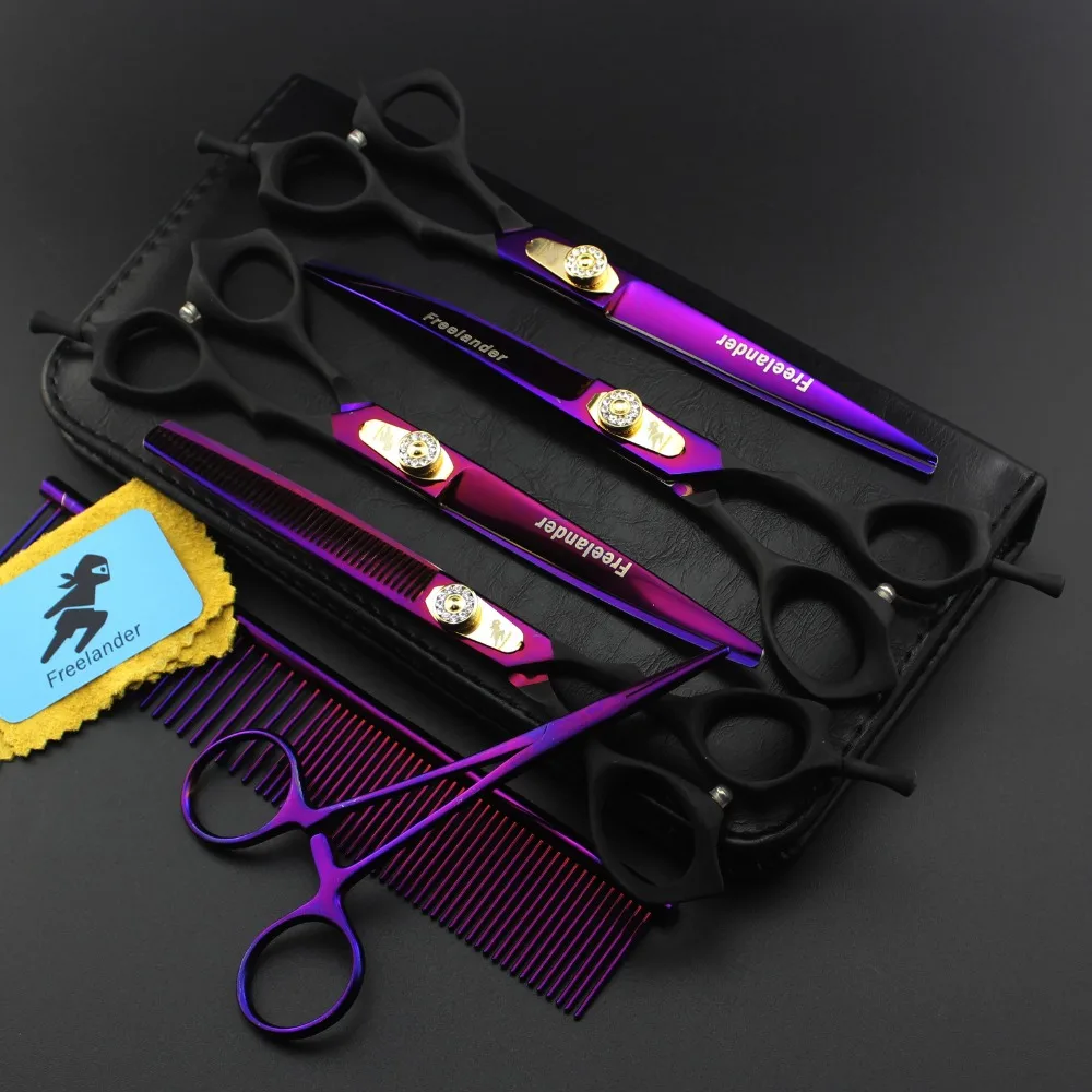 

7.0 " 4pcs/set Pet Scissors For Dog Grooming Dogs Shears Hair Cutter Straight &Thinning&Curved Scissors FR-0052