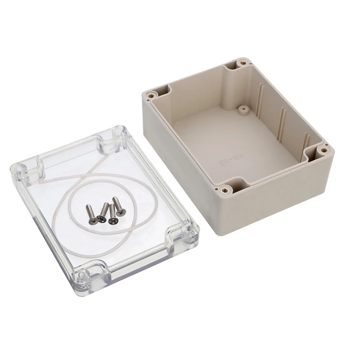 1pc Waterproof Clear Cover Plastic Box Electronic Project PCB Instrument Case 115mmx90mmx55mm with 4pcs Screws and Sealed Wire