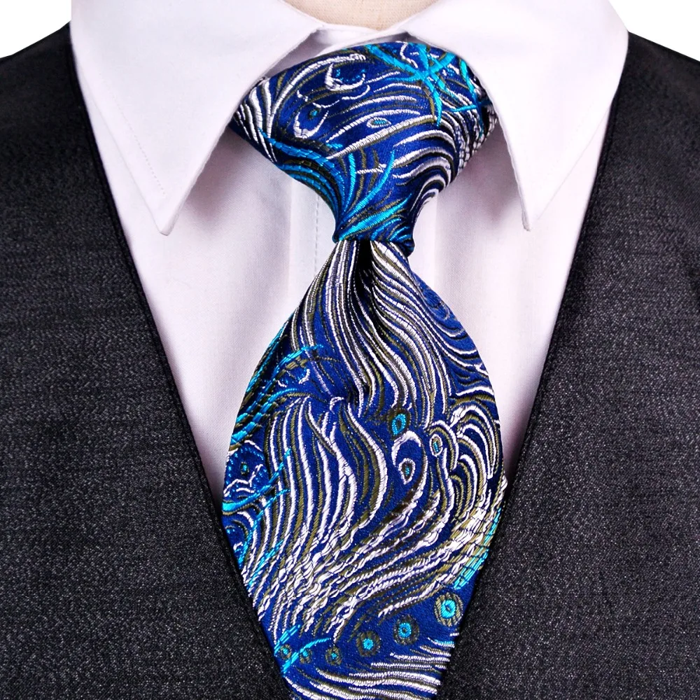 

Elegant Pattern Peacock Feather Navy Blue Red Multicolor Men's Ties Neckties 100% Silk Jacquard Woven Free Shipping Fashion