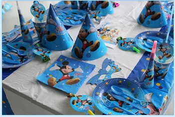 

132pcs/bag Mickey Mouse Movie Baby Birthday Party Decorations Kids Party Supplies Party Disposable Tableware Set Favors