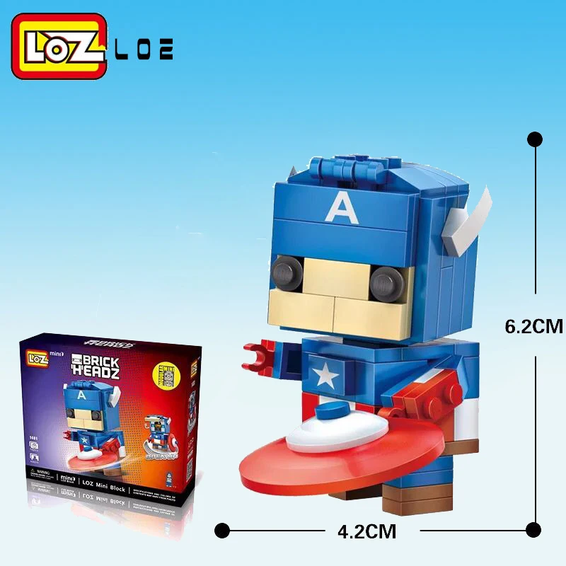 Блоки LOZ экшн фигурки Капитан Америка Тор Железный brick heads сборка строительных