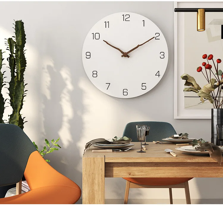 Деревянные настенные часы простой современный дизайн для гостиной скандинавские короткие деревянные часы белые настенные часы домашний декор бесшумные 12 дюймов