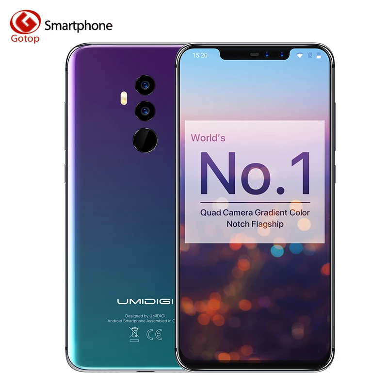 

UMIDIGI Z2 Global Version Helio P23 6GB RAM 64GB ROM 6.2" FHD+ Full Screen Quad Camera Android 8.1 3850mah Face ID 4G Smartphone