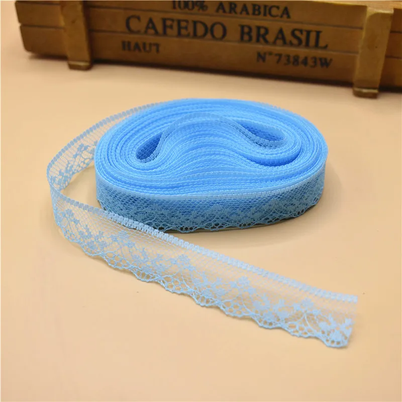 Красивая кружевная лента шириной 20 мм, 10 ярдов, белая кружевная отделка, ткань для самостоятельной вышивки, плетение для шитья, африканская кружевная ткань - Цвет: Sky Blue