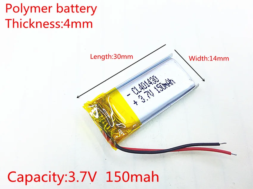 

3.7V 150mAh 401430 Lithium Polymer Li-Po li ion Rechargeable Battery cells For Mp3 MP4 MP5 GPS PSP mobile bluetooth