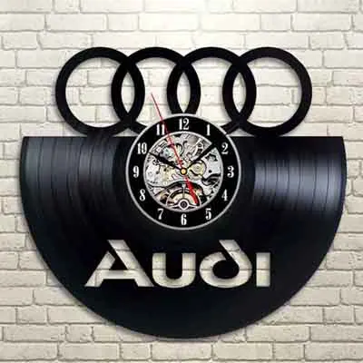 Car Logo Wall Clock Modern Design for Living Room 3D Decorative Hanging Vintage Vinyl Record Clocks Wall Watch Home Decor Silent - Цвет: 15