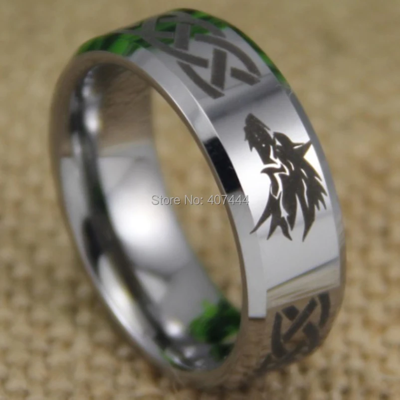 Free Shipping USA UK Canada Russia Brazil Hot Sales 8MM Legend of Zelda Wolf Silver Beveled