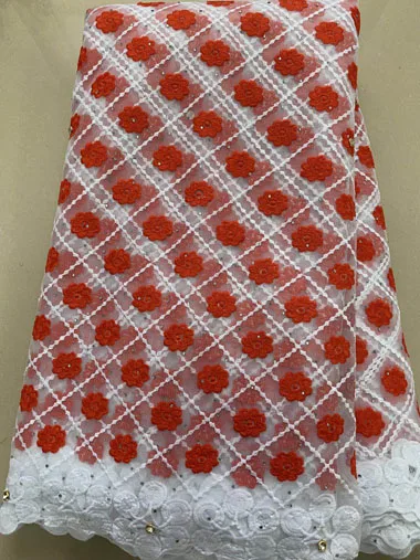 Новая французская молочная шелковая чистая кружевная ткань Высококачественная африканская Тюлевая кружевная ткань со стразами для нигерийской свадьбы ELL3810 - Цвет: AS PIC6