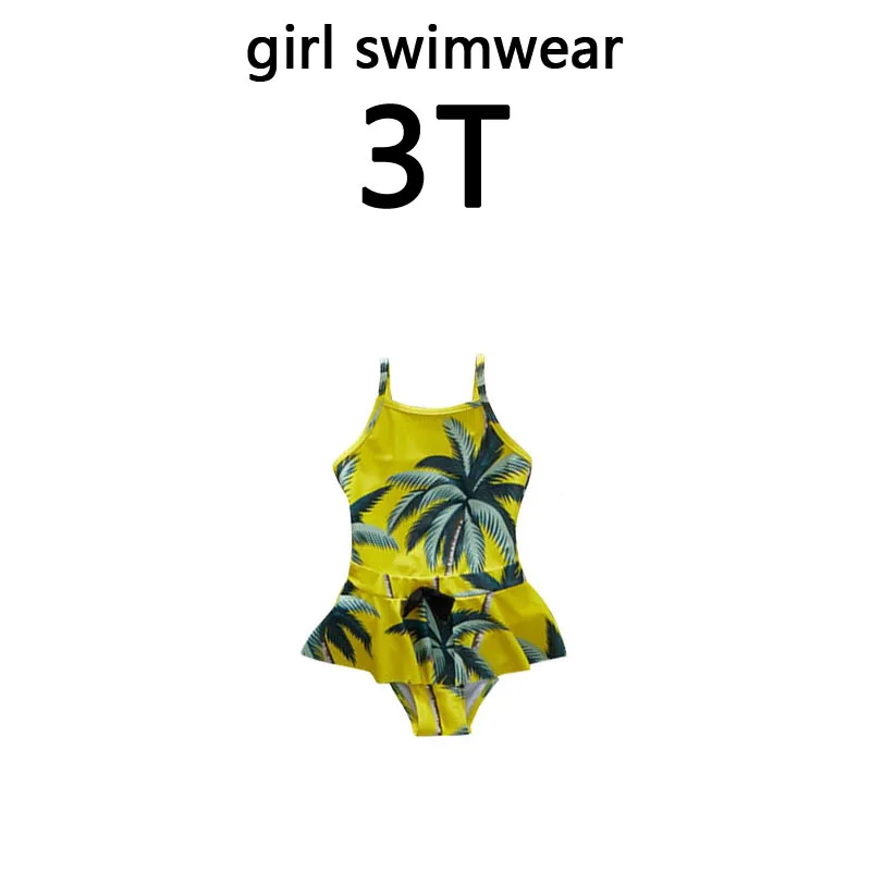 Семейные купальники, тропический кокосовый орех, пляжная одежда с принтом дерева, женский купальник для мамы и дочки, пляжные шорты для мужчин и мальчиков - Цвет: girl size 3T