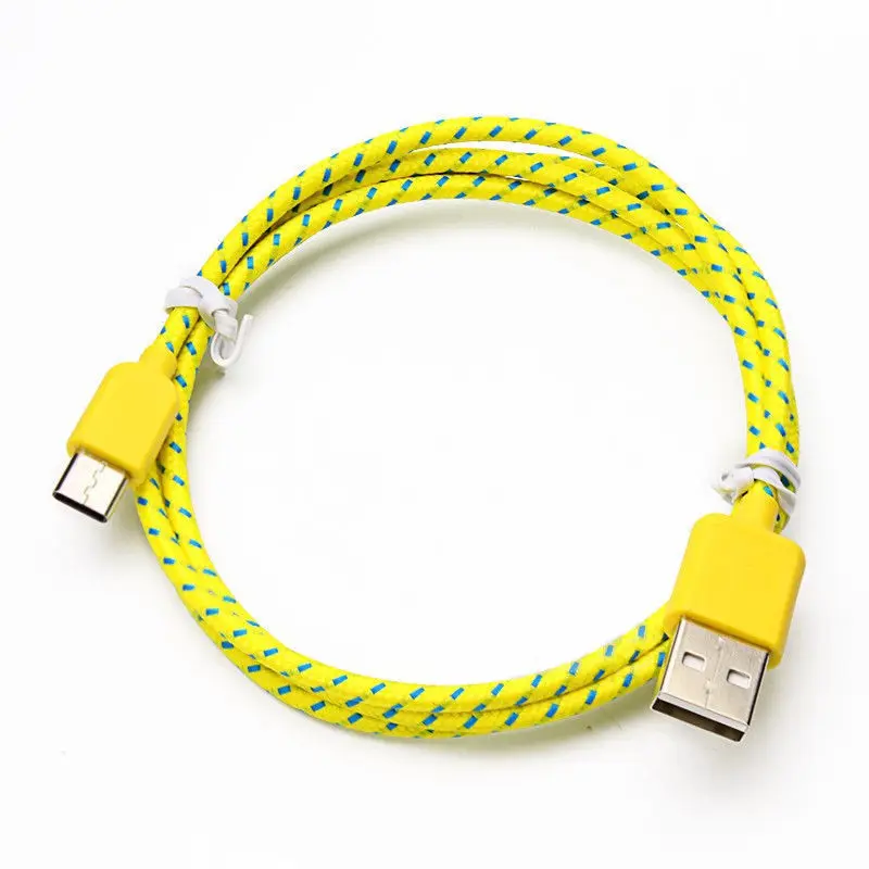 100 шт./партия 3 фута нейлоновая оплетка USB Type C зарядный кабель аксессуар связки для