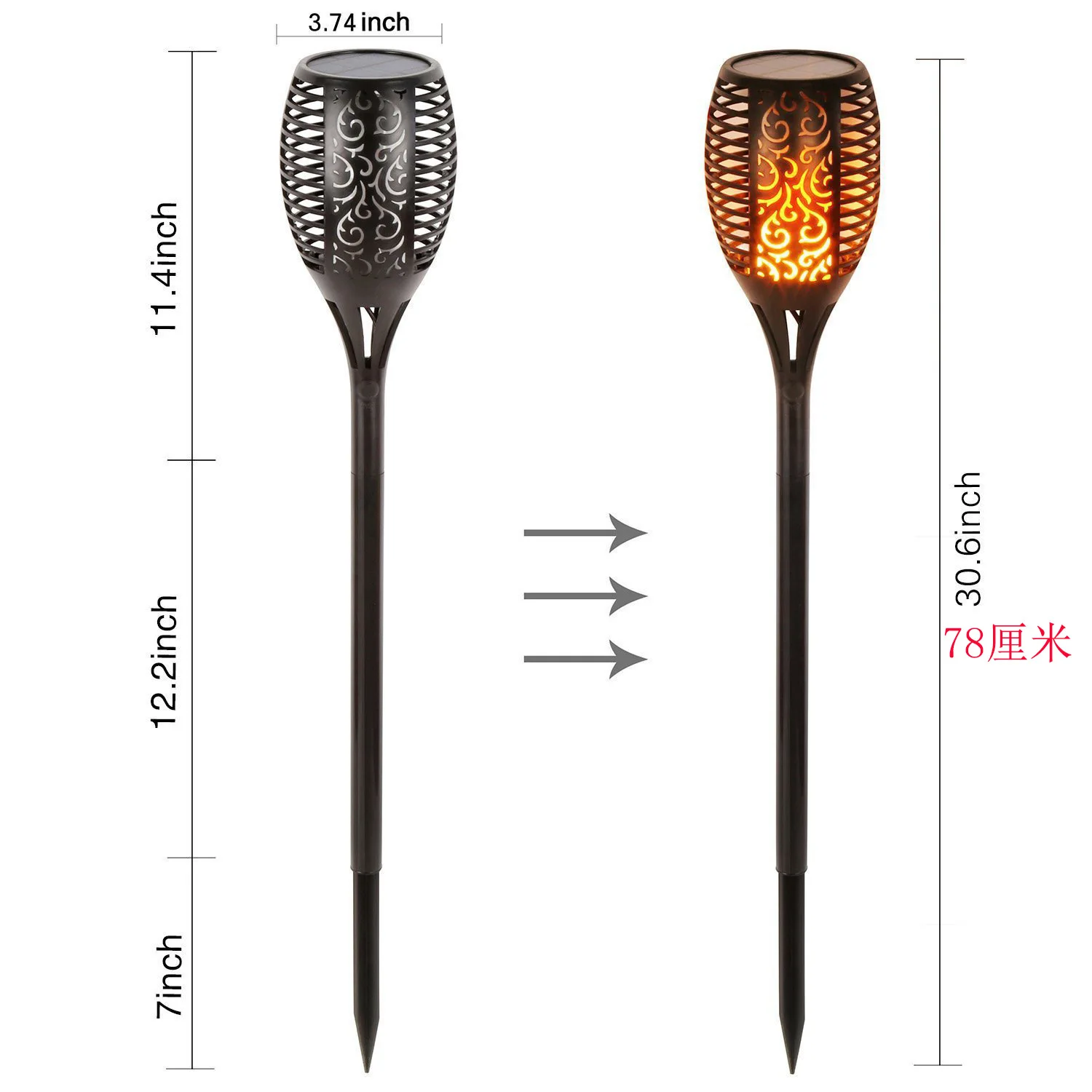 Солнечная пламя лампы мерцающий IP65 Водонепроницаемый светодиодный Украшения Сада Пейзаж лампа для газона путь освещения Torch Light Spotlight