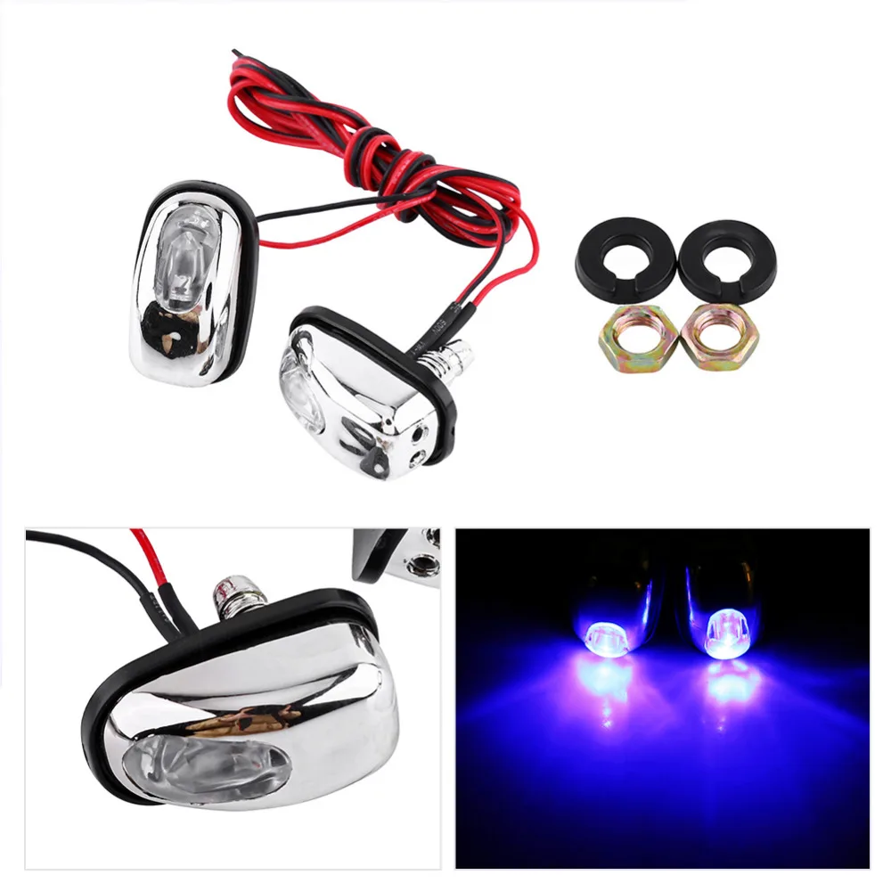 1 pair Car Windshield Spray Nozzle LED Lights 12V Car Vehicle Hood