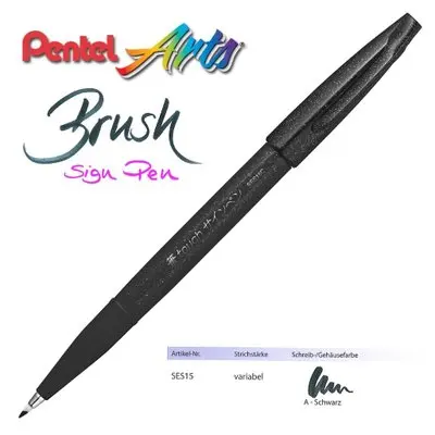 2 шт Pentel Fude Touch SES15C 12 цветов Кисть ручка гибкий наконечник знак ручка - Цвет: Black