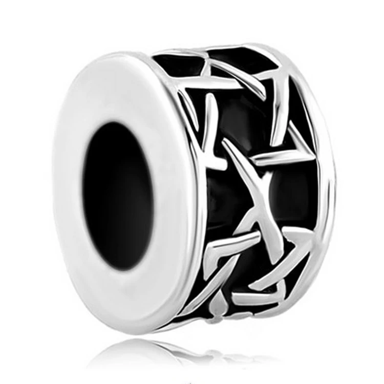 

Free shipping 5 mm straight holes religion Star of David charm beads fit Pandora bracelet discredit female Valentine's Day