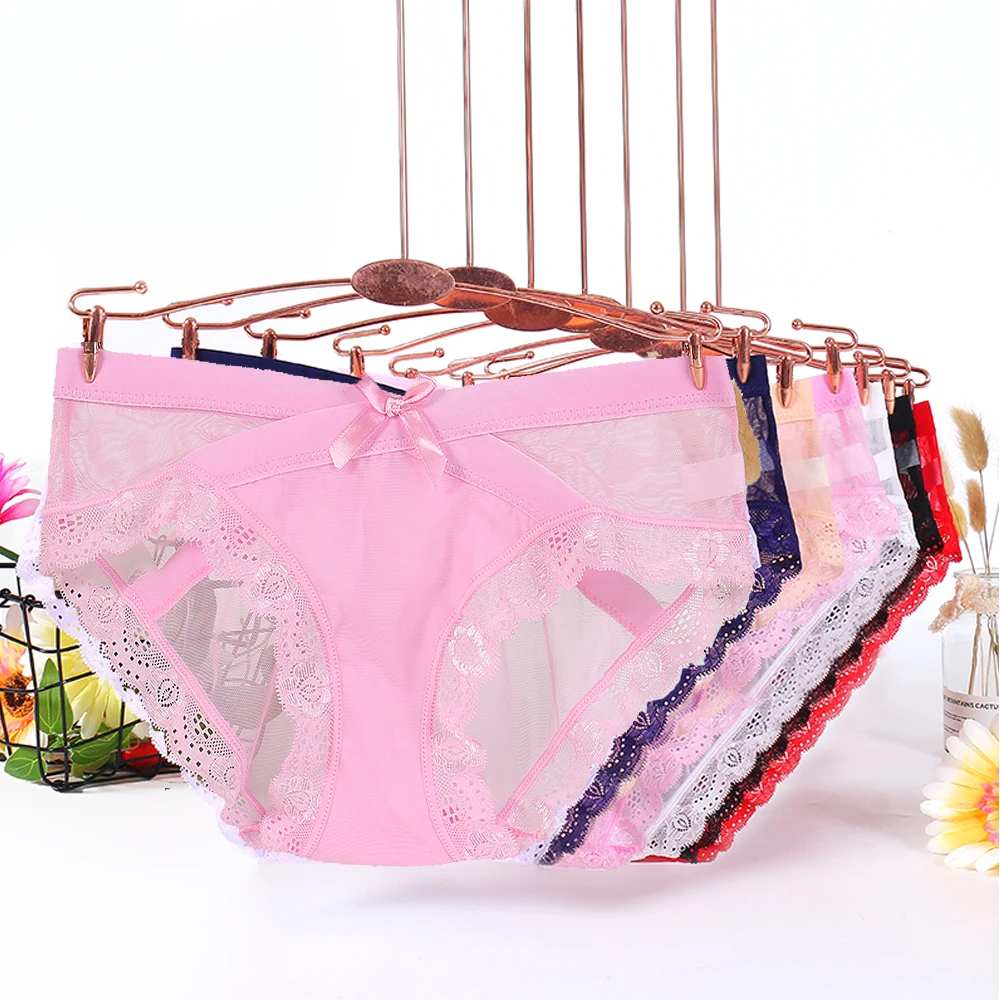 

EIE 2019 Sexy Transparent Women Panties Cotton Briefs Female hipster Underpant Sexy Lingerie Lace Cotton Underwear Drop Ship