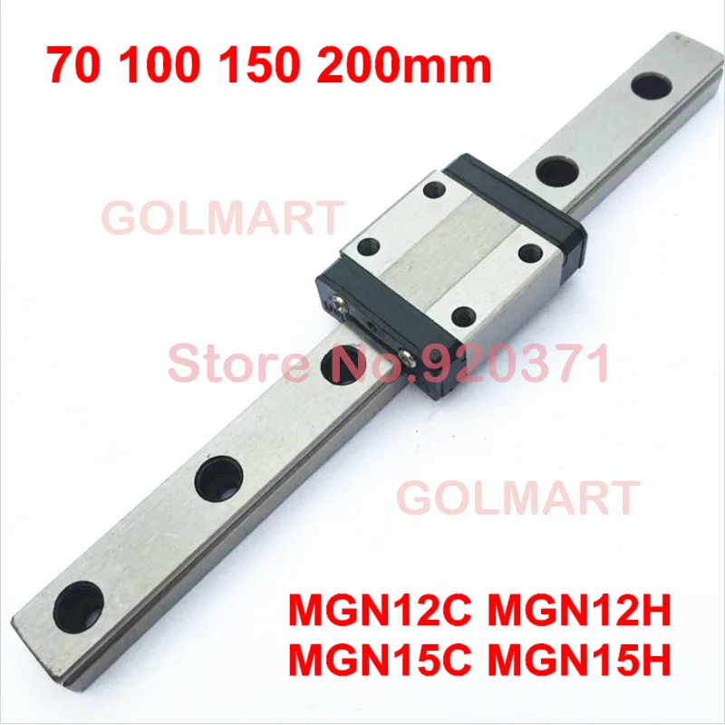 

12mm 15mmLinear Guide MGN12 L=70 100 150 200 mm linear rail way + MGN12C or MGN12H MGN15C OR MGN15H Long linear carriage