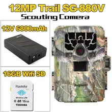 Free shipping!16GB Wifi SD+12MP Infrared IR Digital Trail Game Hunting Camera+6800mAh Battery