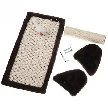 

Sisal Cat Scratch Board Pet Climbing Frame Claws Scratching Mat Pad with Interactive Mouse Toy