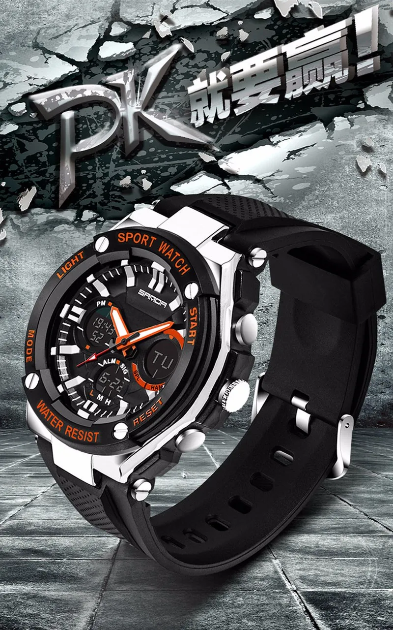 SANDA Модные Военные часы мужские водонепроницаемые спортивные часы s Shock светодиодный Электронные наручные часы Relogio Masculino