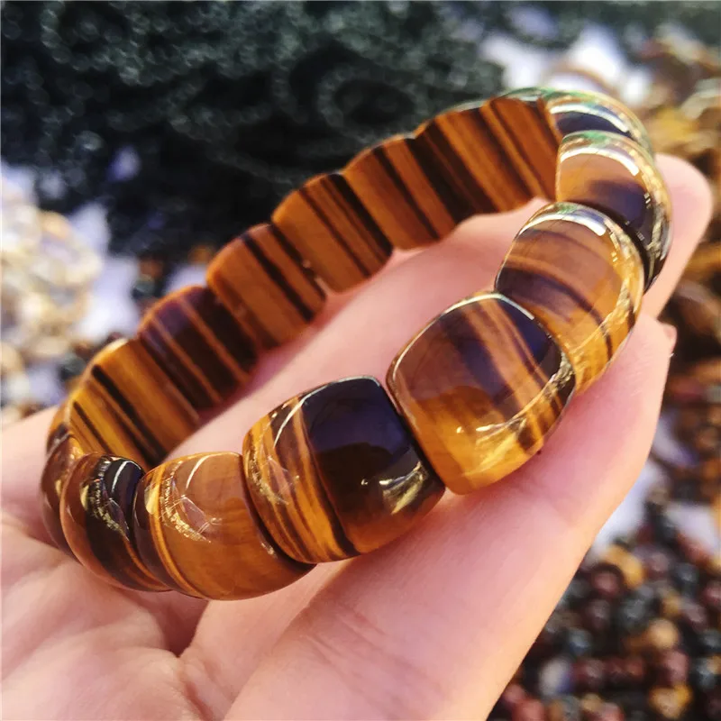 Natural Yellow Tiger Eye Stone Hand Row Tiger Eye Stone Hand Domineering Bracelet Crystal Jewelry Gift Gift Couple 1pcs Stones Aliexpress