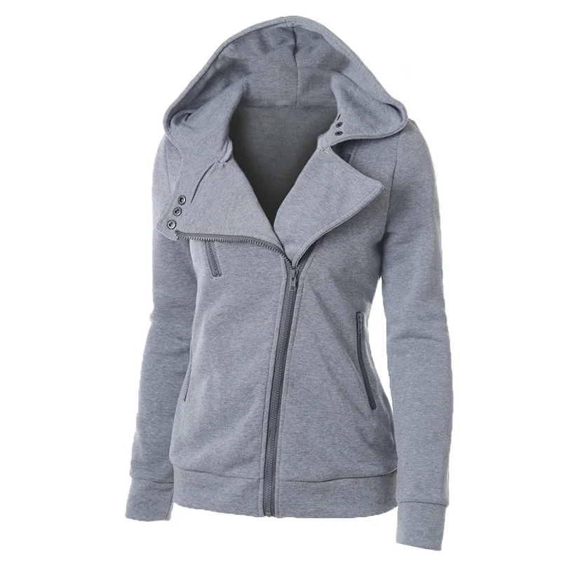 Осенне-зимняя куртка, Женское пальто, Повседневные базовые куртки для девочек, кардиган на молнии, куртка без рукавов, женские пальто размера плюс 3XL - Цвет: Gray