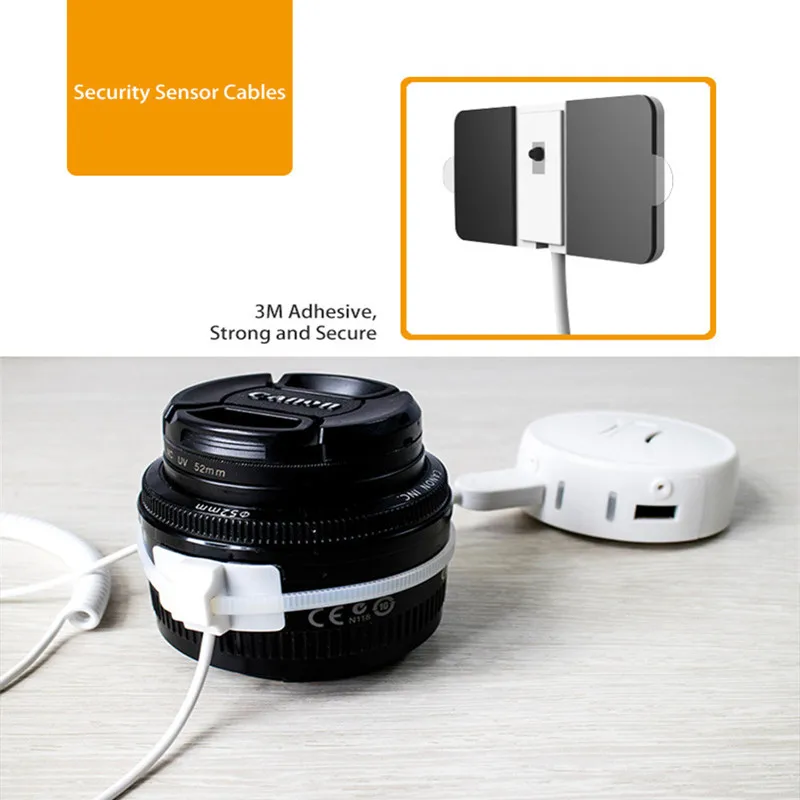 

8 port centralized remote control security solutions for camera Lens retail alarms display 8 pcs flexible sticker cable