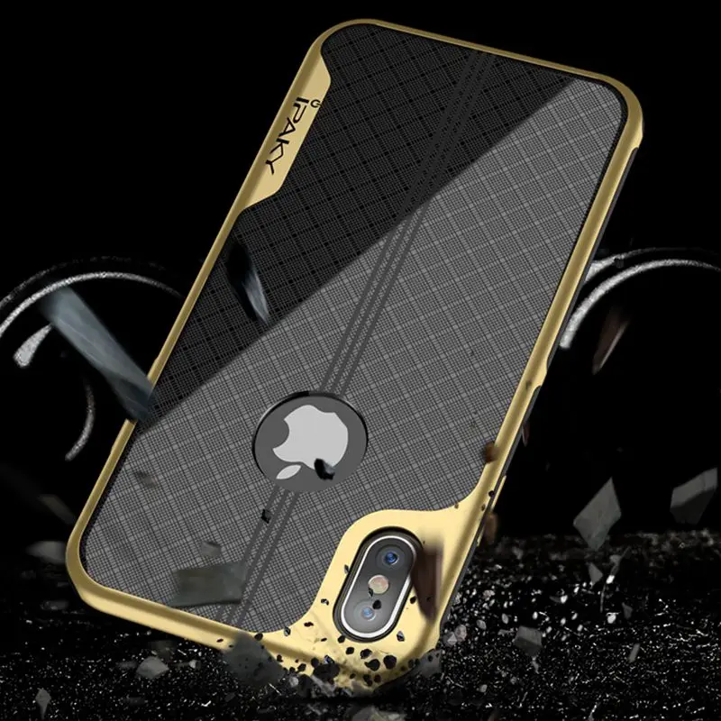 

iPaky Original Brand Anti Knock Case For Apple iPhone X Case Luxury Plating PC Frame Soft Back Cover For iPhone 10 X Phone Cases