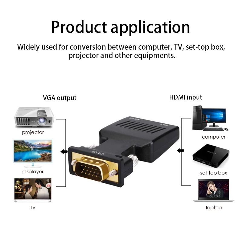 HDMI женщиной, мужчина VGA конвертер с аудио адаптер Поддержка 1080 P сигнала Выход