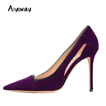 

Ladies Pointed Toe High Heels Pumps Cut Out Aiyoway Sexy Women Slip-On Autumn Spring Office Party Wedding Shoes Stiletto