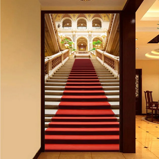 Photo Wallpaper European Staircase Red Carpet Church Stereo Photo Wallpaper European Staircase Red Carpet Church Stereo Entrance Map Lobby Mural Living Room