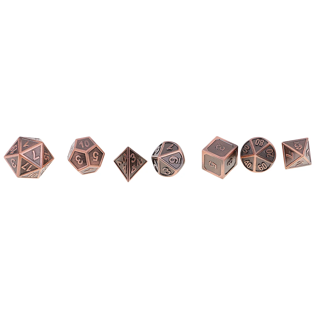 7 Набор кубиков Смешные цинковый сплав многосторонний кубики для D & ролевые игры никель под старину/Медь набор для пикника и кемпинга