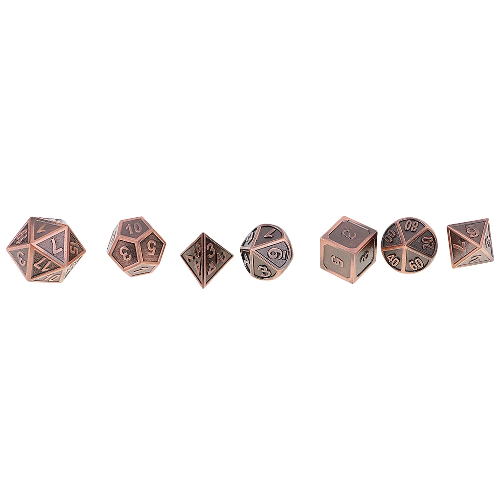 Funny Zinc Alloy Multi Sided Dices 7 Dice Set For D&D RPG Games Antique Nickel/Copper Picnic Camping Travelling Kids Adults Game
