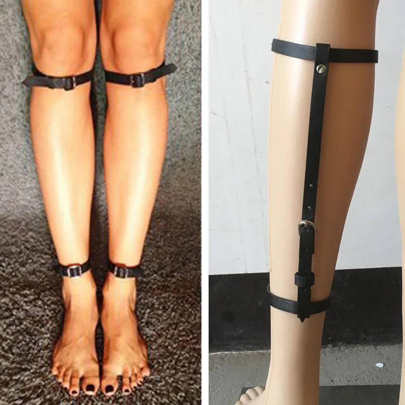 

New Sexy Goth Rock faux leather leg garters belts for women Adjustable size Punk Shank garter belt Wholesales free shipping