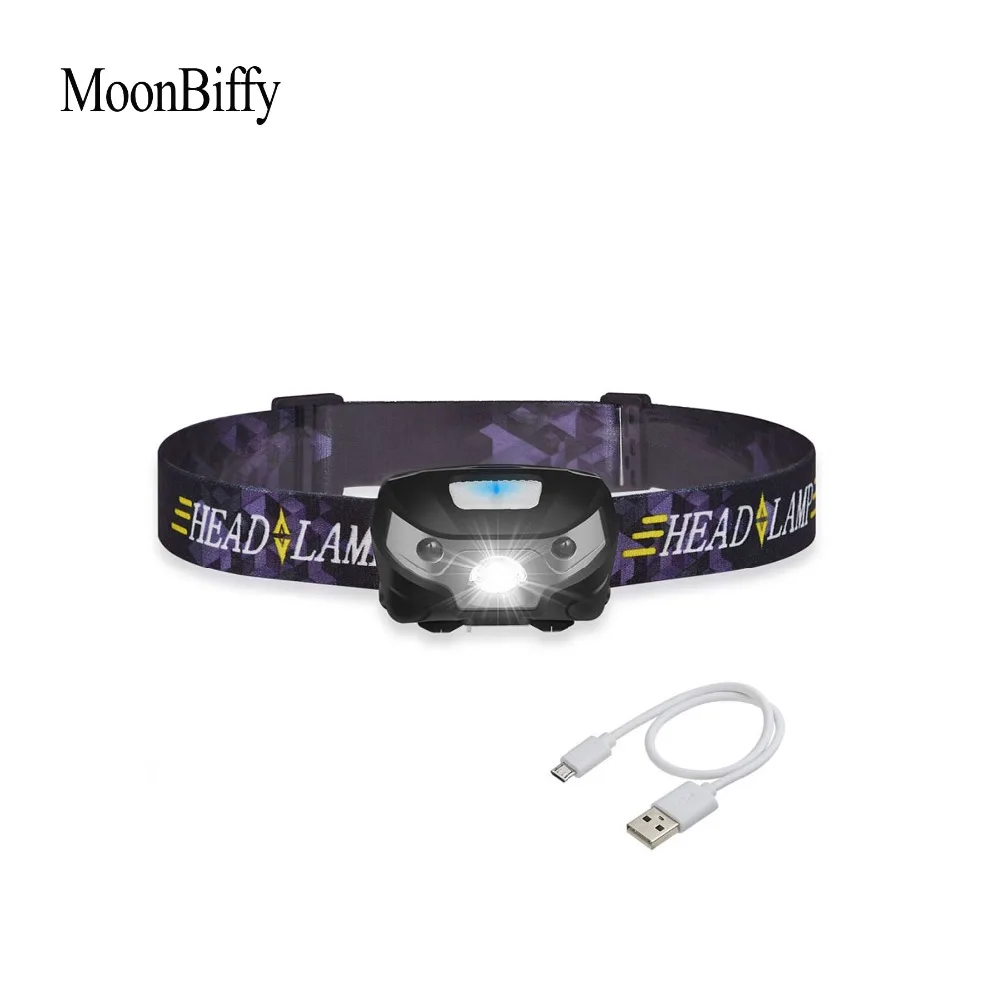 

MOONBIFFY 3000LM Rechargeable LED HeadLamp Body Motion Sensor Rechargeable Camping Fishing Flashlight Head Torch Lamp