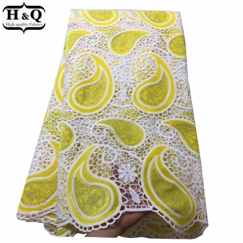 

Latest Nigerian Guipure Lace Fabric African Lace With Stones 5 Yards/Piece Velvet Embroidery High Quality For Beautiful Clothes