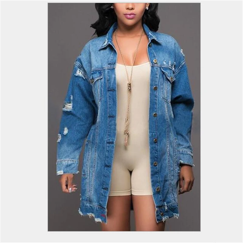 Most effective New Denim Jackets Women Hole Boyfriend Style Jean Jacket Denim Loose Spring Autumn Denim Jeans Coat