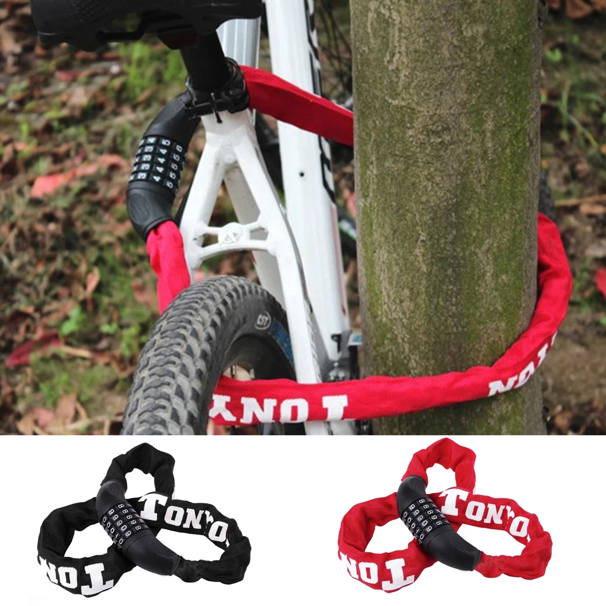 Bike Bicycle Cycle Chain Lock Security PadLock Alloy Steel Safety Outdoor 5 Key