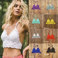 11 цветов ручной работы крючком кружева вязать бюстгальтер Boho пляж бикини Топ Холтер Танк укороченный топ с подкладкой