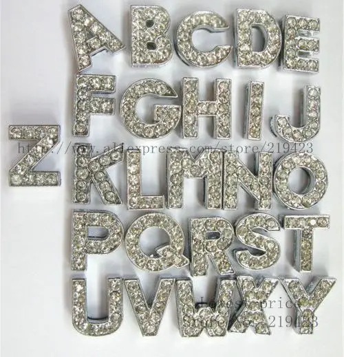 Wholesale 26pcs 10mm full rhinestone A Z DIY Slide letter alphabet