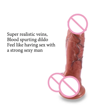 Realistic Dual-Density Veins Dildo Blood Vessel Painting Suction Cup Silicone Dildo with Ball for Women 2