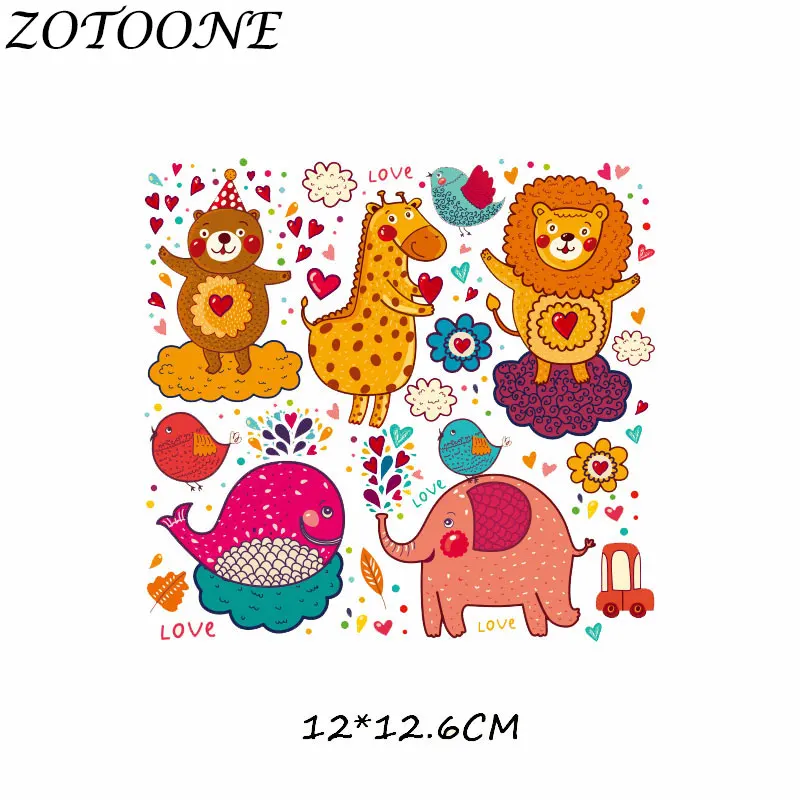 ZOTOONE DIY Heat Transfer Cute Cartoon Animal Combination Iron on Patches Applique Baby Clothes Dress T-shirt Jacket Decoration ZOTOONE DIY Heat Transfer Cute Cartoon Animal Combination Iron on Patches Applique Baby Clothes Dress T-shirt Jacket Decoration